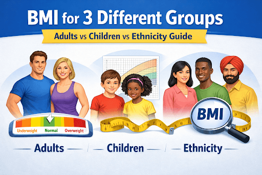 Learn how to calulcte BMI for 3 different groups: children, adults, and ethnic groups.